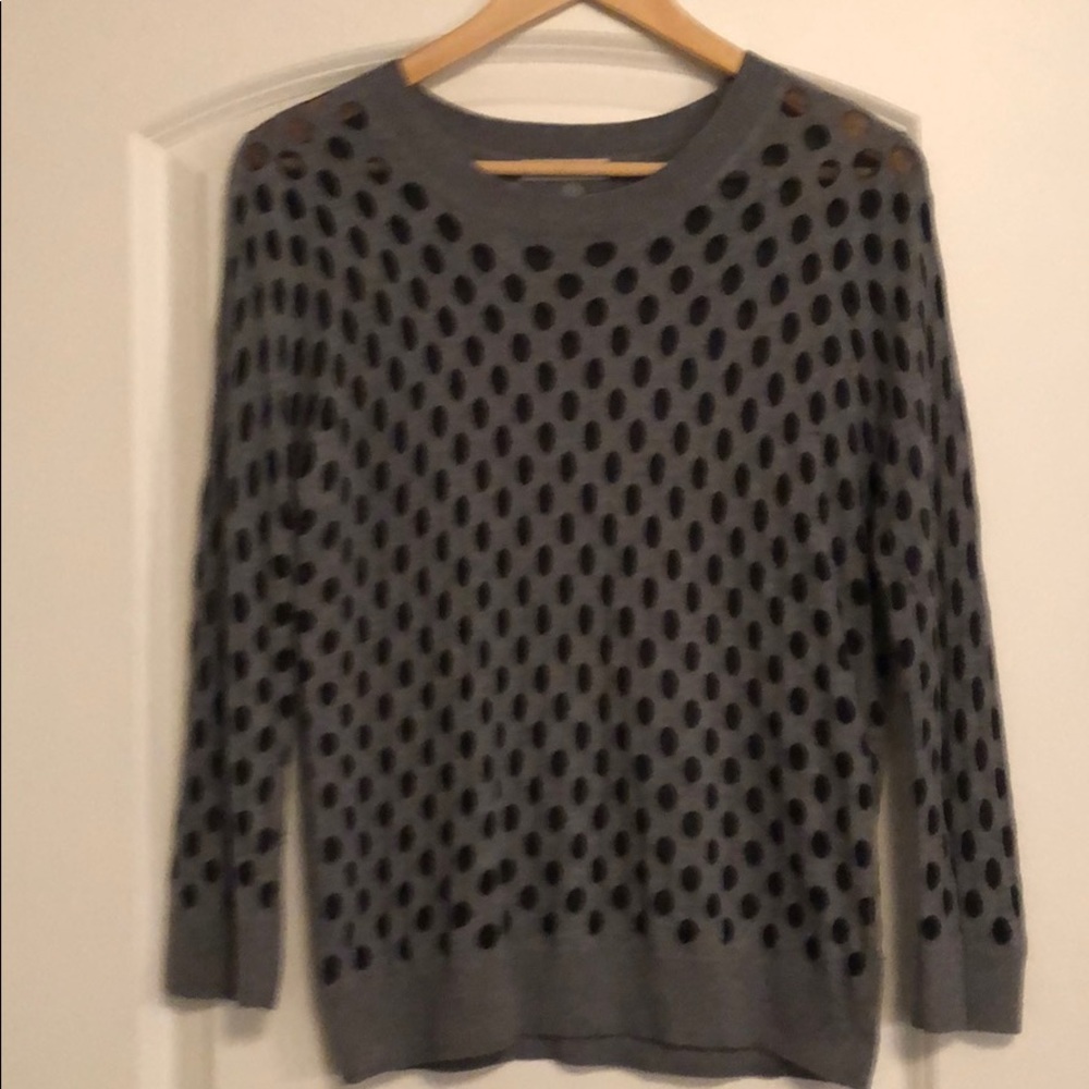Gray sweater with black dots